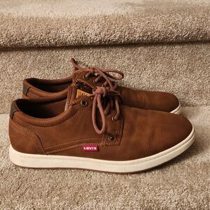 Levi's Men's Brown Faux Leather Lace-Up Loafer Shoes Size 10.5